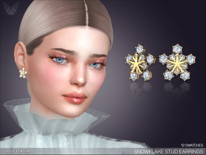 Sims 4 Snowflake Stud Earrings by feyona at TSR