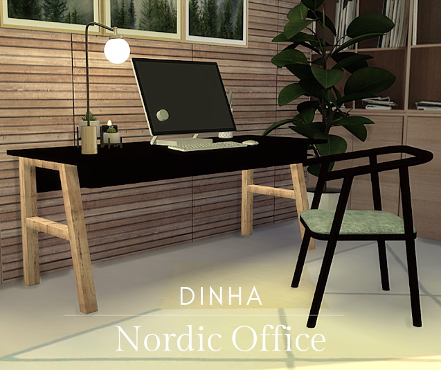 Sims 4 Nordic Office Desk & Chair at Dinha Gamer