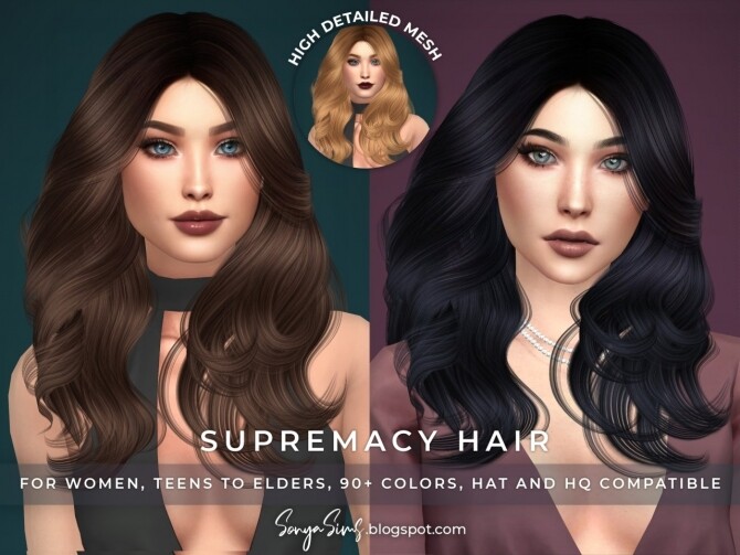 Sims 4 Alice, Supremacy & Bethlehem Hair at Sonya Sims