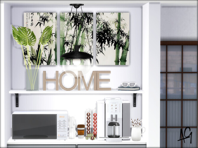 Sims 4 Zen Kitchen Room by ALGbuilds at TSR