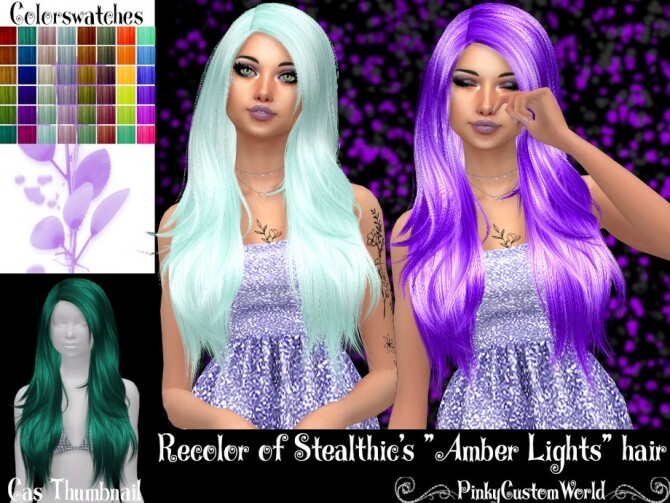 Sims 4 Recolor of Stealthics Amber Lights hair by PinkyCustomWorld at TSR
