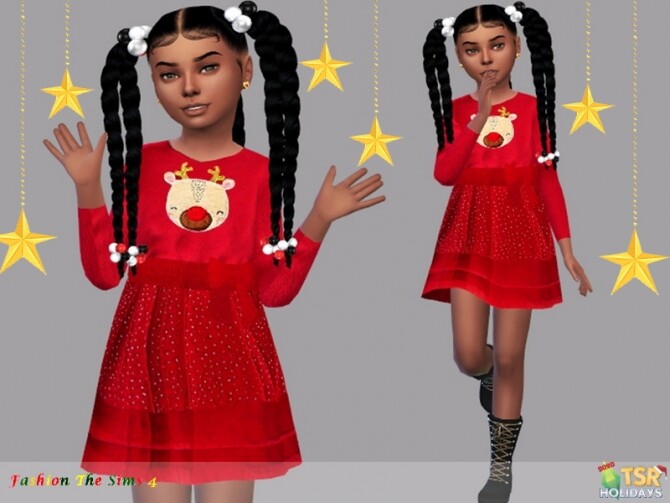 Sims 4 Holiday Wonderland Dress child Anna by LYLLYAN at TSR