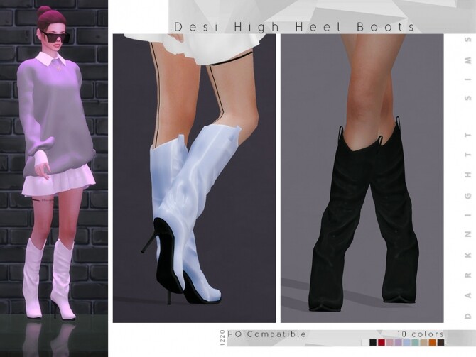 Sims 4 Desi High Heel Boots by DarkNighTt at TSR