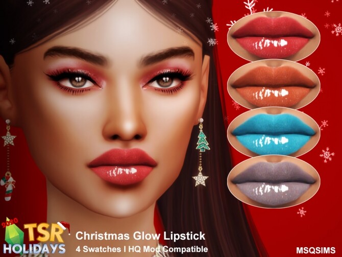 Sims 4 Christmas Glow Lipstick Holiday Wonderland at MSQ Sims