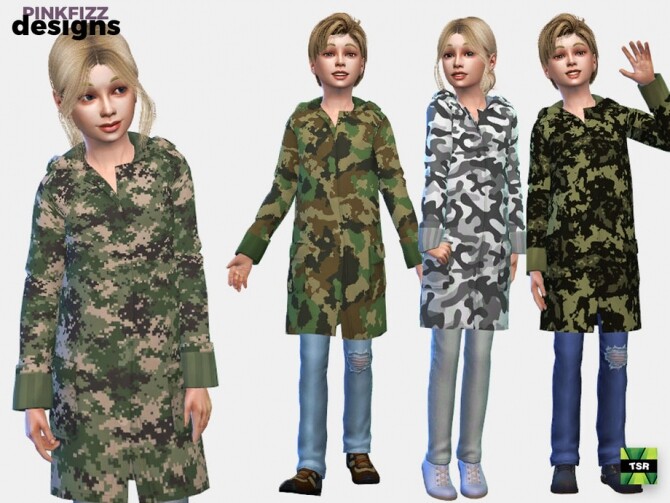 Sims 4 Junior Camo Coat by Pinkfizzzzz at TSR
