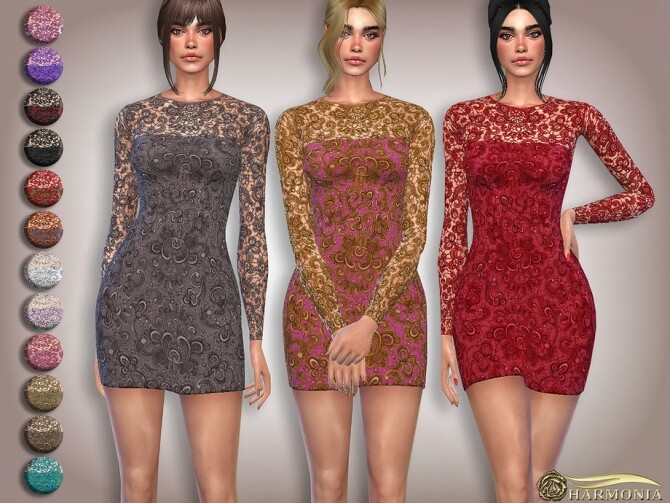 Sims 4 Long Sleeve Floral Lace Mesh by Harmonia at TSR