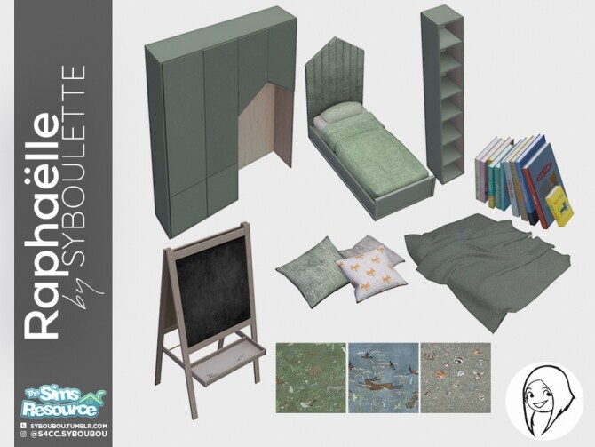 Sims 4 Raphaelle Kid bedroom set by Syboubou at TSR