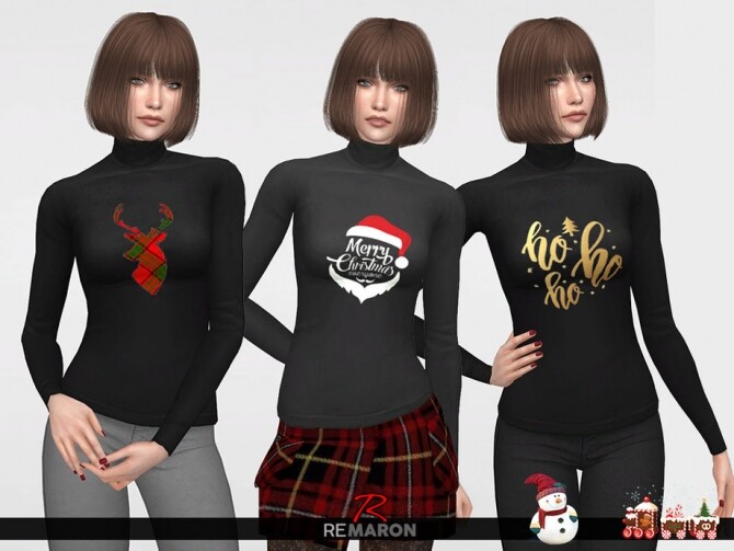 Sims 4 Christmas Sweater For Women 01 by remaron at TSR