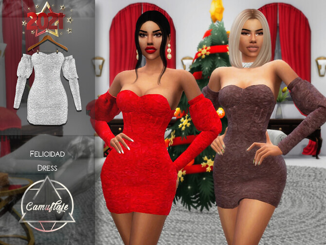 Sims 4 Felicidad Dress by Camuflaje at TSR
