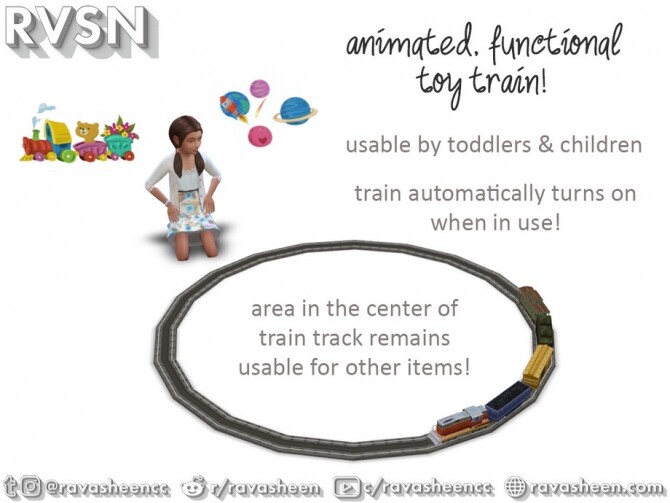 Sims 4 Right On Track Toy Train by RAVASHEEN at TSR