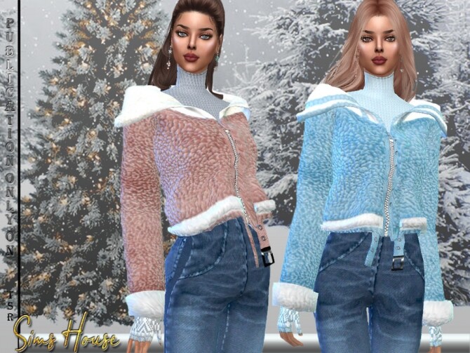 Sims 4 Short faux fur coat by Sims House at TSR