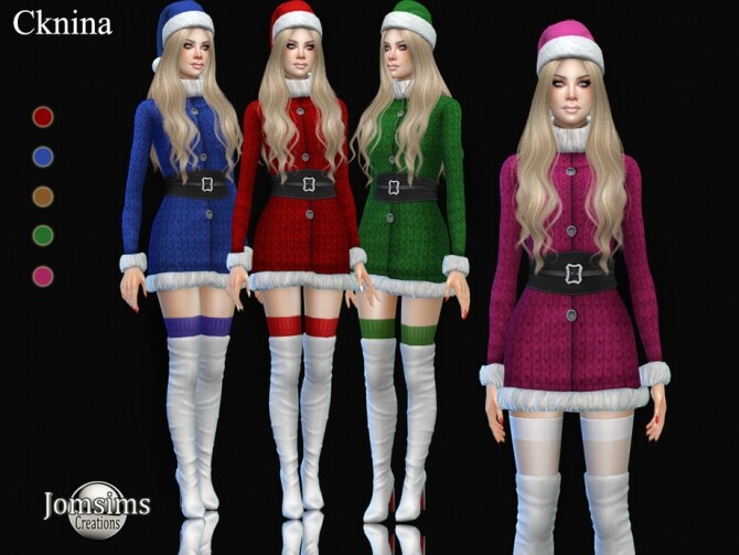 Sims 4 Cknina christmas dress by jomsims at TSR