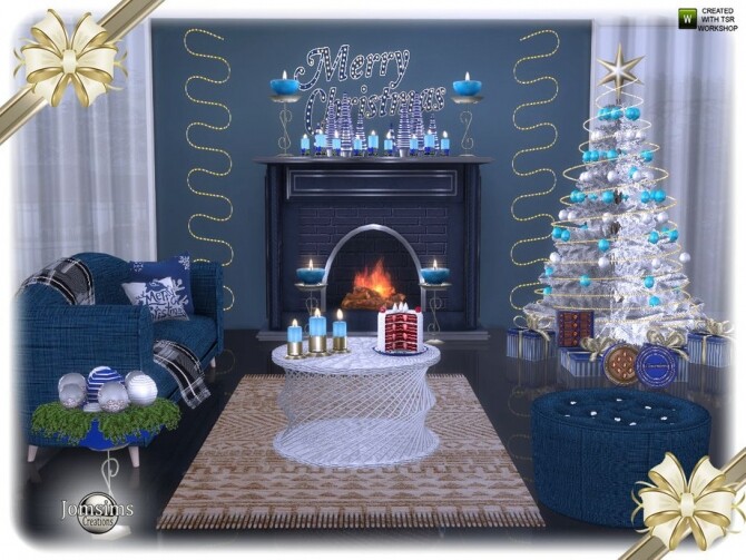 Sims 4 Segor Christmas living room by jomsims at TSR