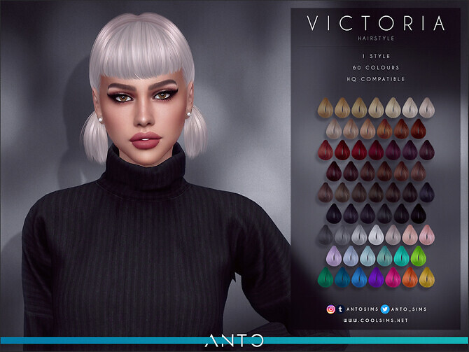Sims 4 Victoria two little tails with fringe hairstyle by Anto at TSR