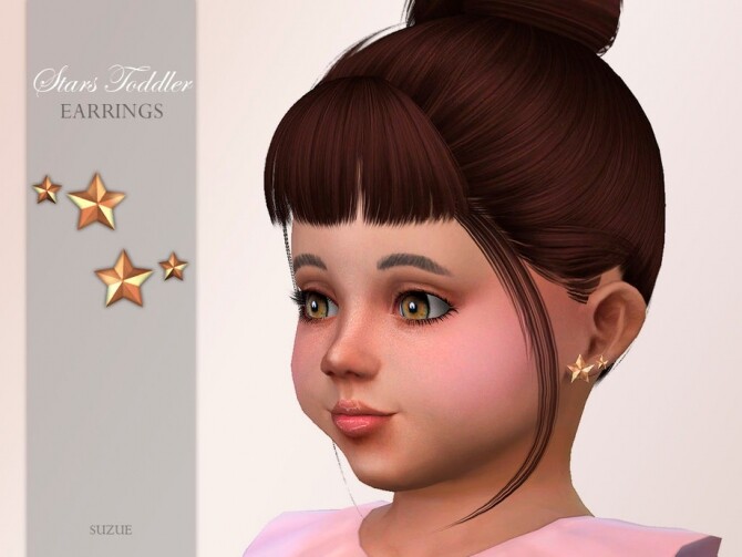 Sims 4 Stars Toddler Earrings by Suzue at TSR