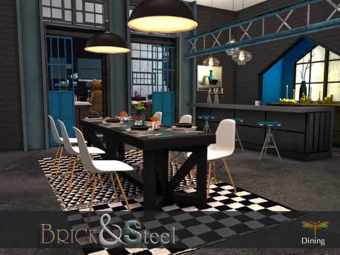 Sims 4 Brick & Steel Dining by fredbrenny at TSR