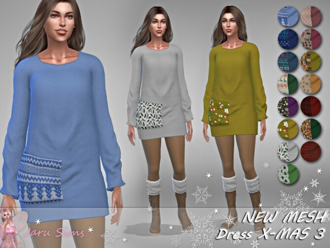 Sims 4 Dress X MAS 3 NEW MESH by Jaru Sims at TSR