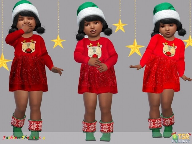 Sims 4 Holiday Wonderland Dress baby Anna by LYLLYAN at TSR