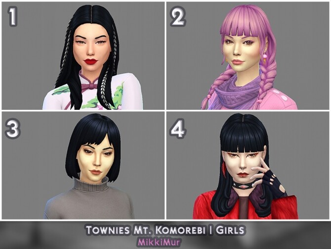 Sims 4 Townies for Mt. Komorebi | Girls at MikkiMur