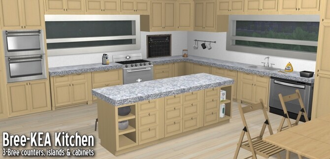 Sims 4 Bree KEA kitchen: Counters, Island & Cabinets at Around the Sims 4