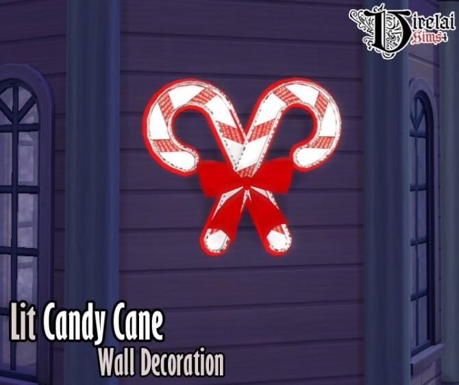 Sims 4 Lit candy cane wall decoration at Virelai