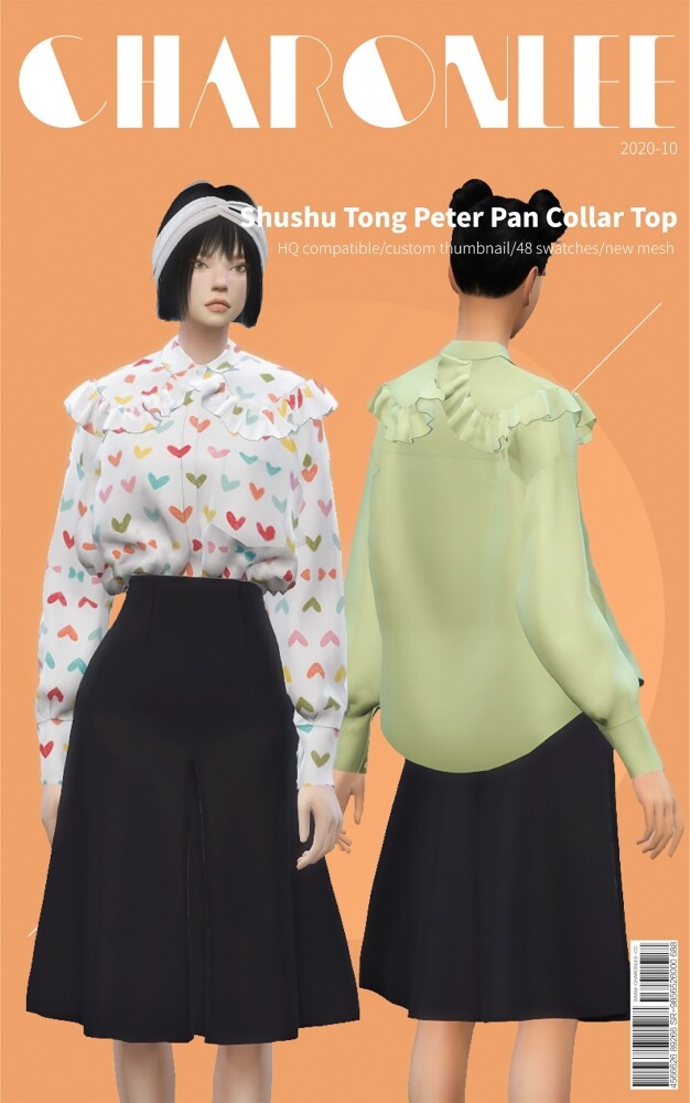 Sims 4 Peter Pan Collar Top at Charonlee