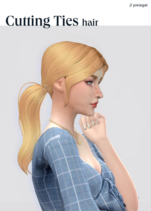 Sims 4 Cutting ties hair low ponytail at Pixiegal
