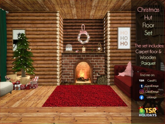 Sims 4 Christmas Hut Floor Set Holiday Wonderland by Caroll91 at TSR
