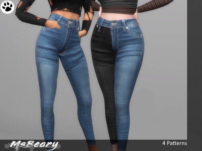Sims 4 Two Tone Denim Jeans by MsBeary at TSR