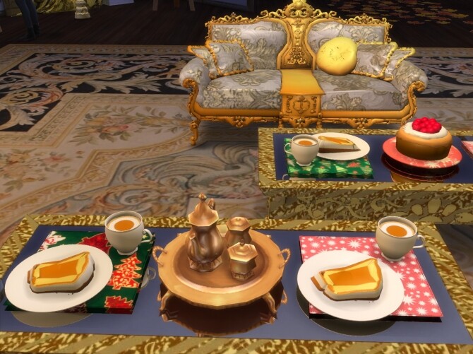 Sims 4 Coffee & Cakes In Christmas Plates at Anna Quinn Stories