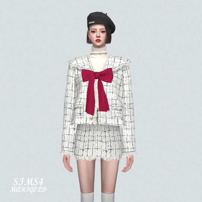 Sims 4 Sailor Tweed Two Piece With Bow at Marigold