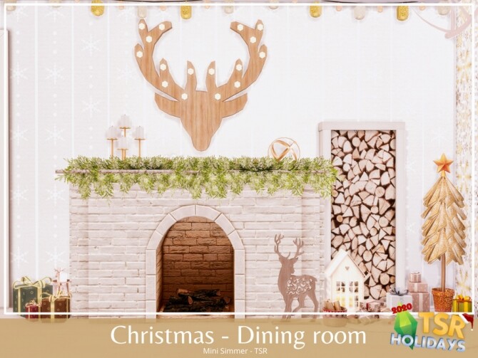 Sims 4 Christmas Dining room Holiday Wonderland by Mini Simmer at TSR