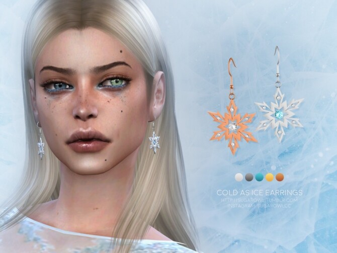 Sims 4 Cold As Ice earrings by sugar owl at TSR