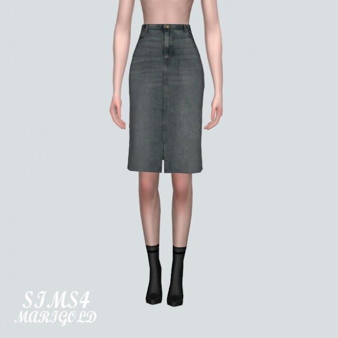 Sims 4 B 2 Denim Midi Skirt V2 at Marigold