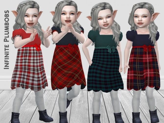 Sims 4 IP Toddler Christmas Plaid Dress by InfinitePlumbobs at TSR