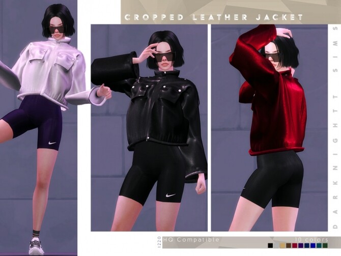 Sims 4 Cropped Leather Jacket by DarkNighTt at TSR