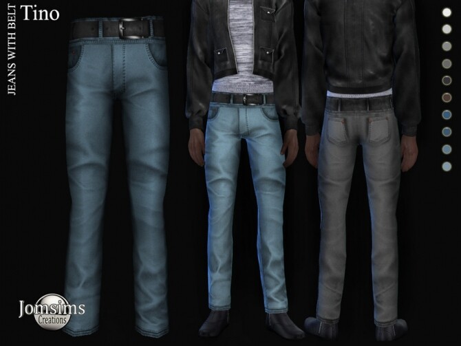 Sims 4 Tino jeans with belt by jomsims at TSR