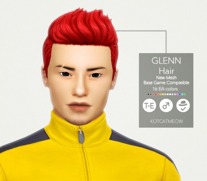 Sims 4 Glenn Hair at KotCatMeow