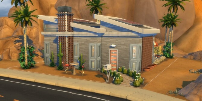 Sims 4 The Pebblestone Mid Century Modern Home by DominoPunkyHeart at Mod The Sims