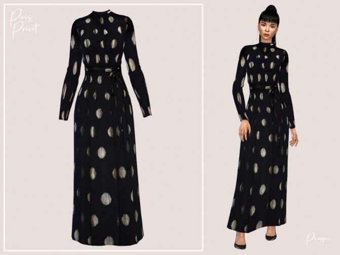 Sims 4 PoisPrint dress by Paogae at TSR