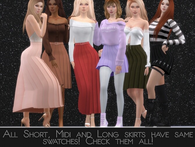 Sims 4 Long Pleated Skirt by Dissia at TSR
