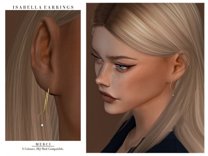 Sims 4 Isabella Earrings by Merci at TSR