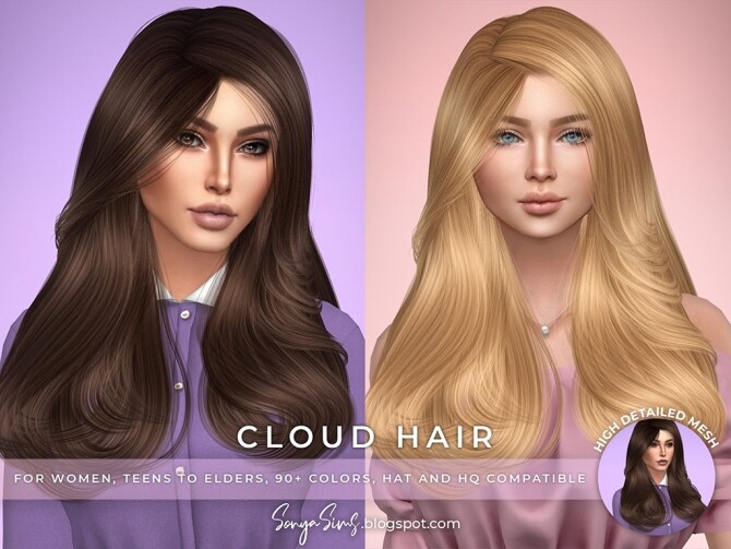 Sims 4 Cloud Hair & Dress + Athaliah Hair at Sonya Sims