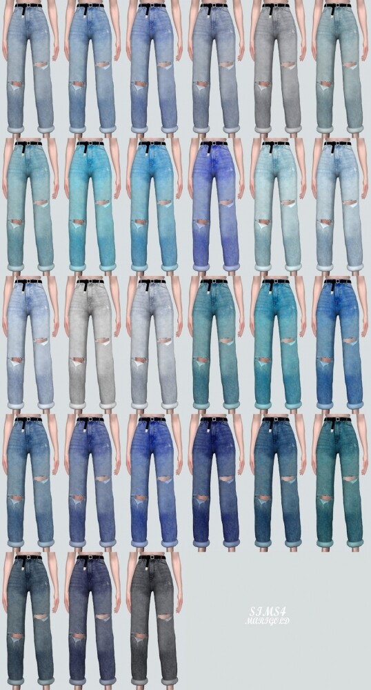 Sims 4 Ripped Jeans V2 With Belt at Marigold