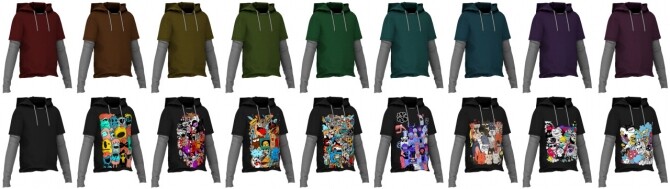 Sims 4 Layerd hoodie, Short jeans & High neck tanktop at LazyEyelids