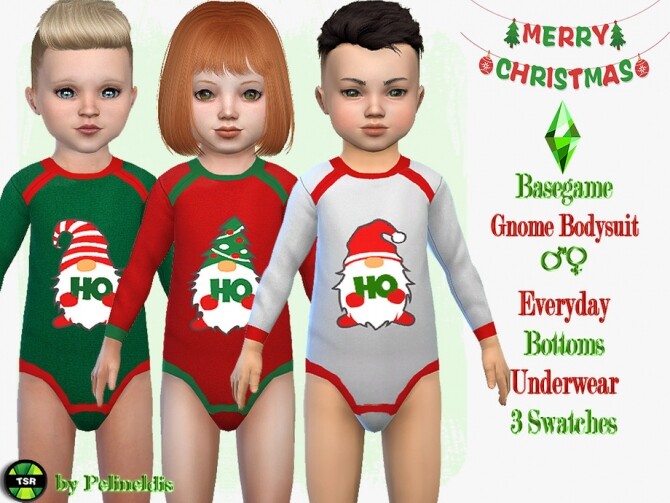Sims 4 Christmas Gnomes Bodysuit by Pelineldis at TSR