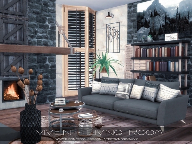 Sims 4 Vivien Living Room by Moniamay72 at TSR