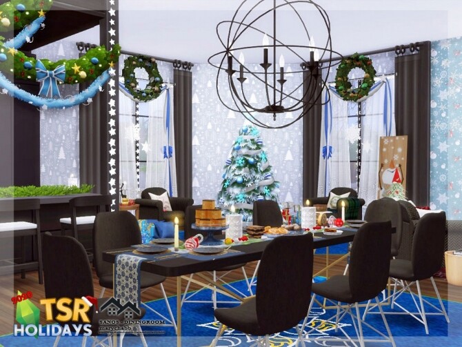 Sims 4 Sanos Diningroom Holiday Wonderland by marychabb at TSR