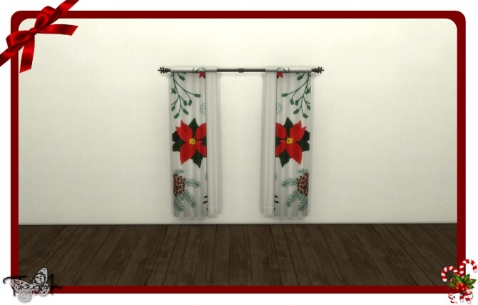 Sims 4 Christmas curtains in 19 various colors and patterns by therran91 at Mod The Sims