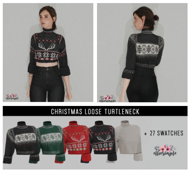 Sims 4 Christmas Loose Turtleneck & Pullover at Elliesimple